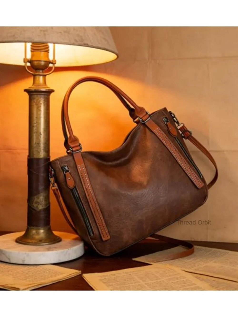 Large Vegan Leather Hobo Shoulder Bag with Adjustable Strap